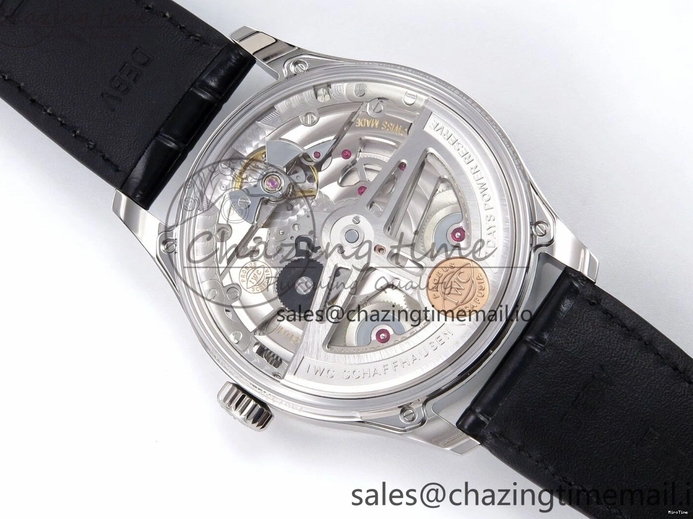 MIROTIME 0214 OnTrend Portugieser Automatic 42mm SS APSF 1:1 Best Edition White RG Dial on Black Leather Strap A 7010